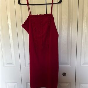 Elegant Red Ruffle Dress